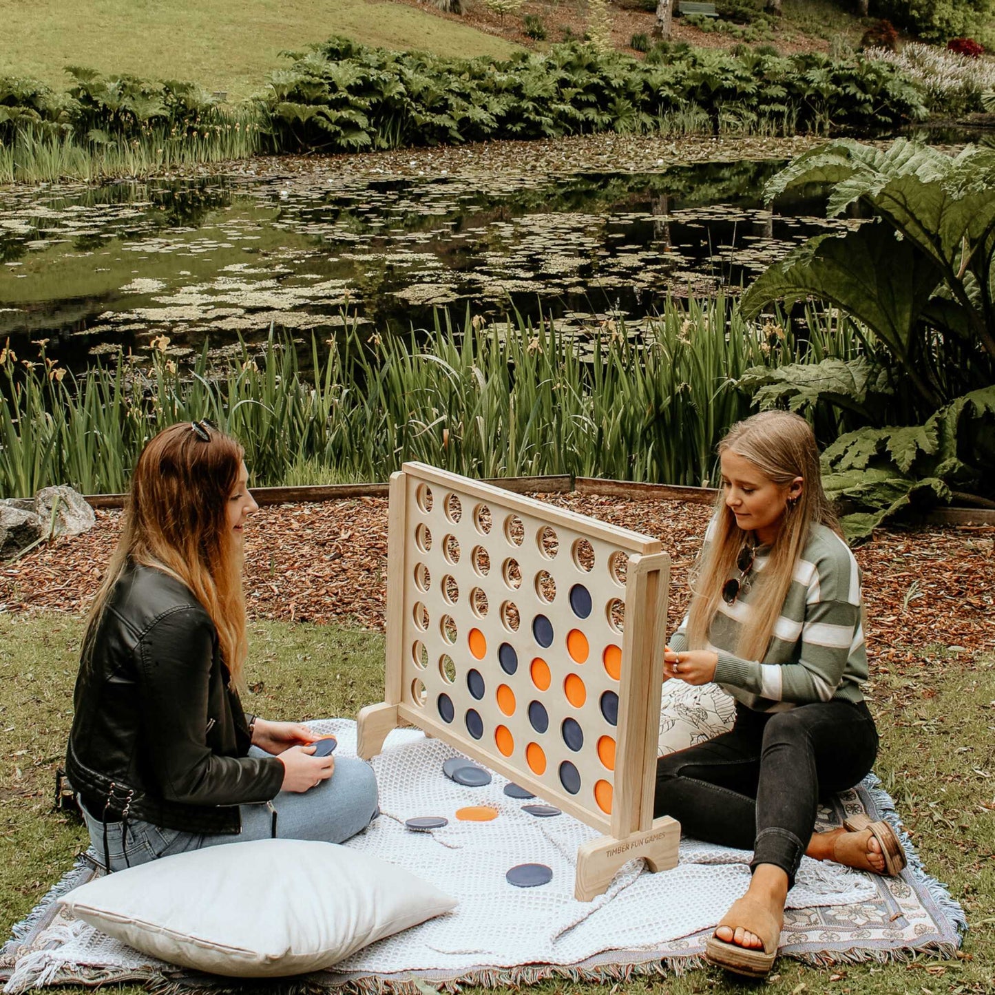 Giant 4 in a Row Connect 4 Wooden Garden Lawn Game