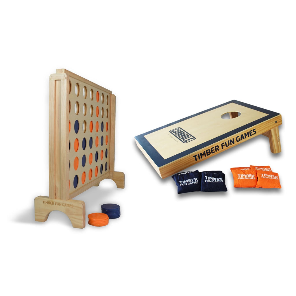 Timber Fun Games Favourites Package 3 Giant Connect 4 4 In A Row Cornhole Bag Toss Garden Lawn Party Family Games