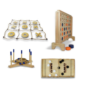 Timber Fun Games Kids Package Giant Connect 4 4 In A Row Noughts & Crosses Tic Tac Toe X's & O's Ring Toss Quoits Sling-It Foosball Puck Game