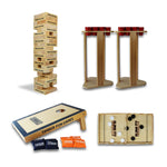 Timber Fun Games Party Package Giant Jenga Tumble Tower Cornhole Bag Toss Porta Pong Portable Beer Pong Sling-It Foosball