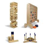All Stars Package - Giant Tumble Tower, Giant 4 in a Row, Kubb, Giant Ring Toss Quoits