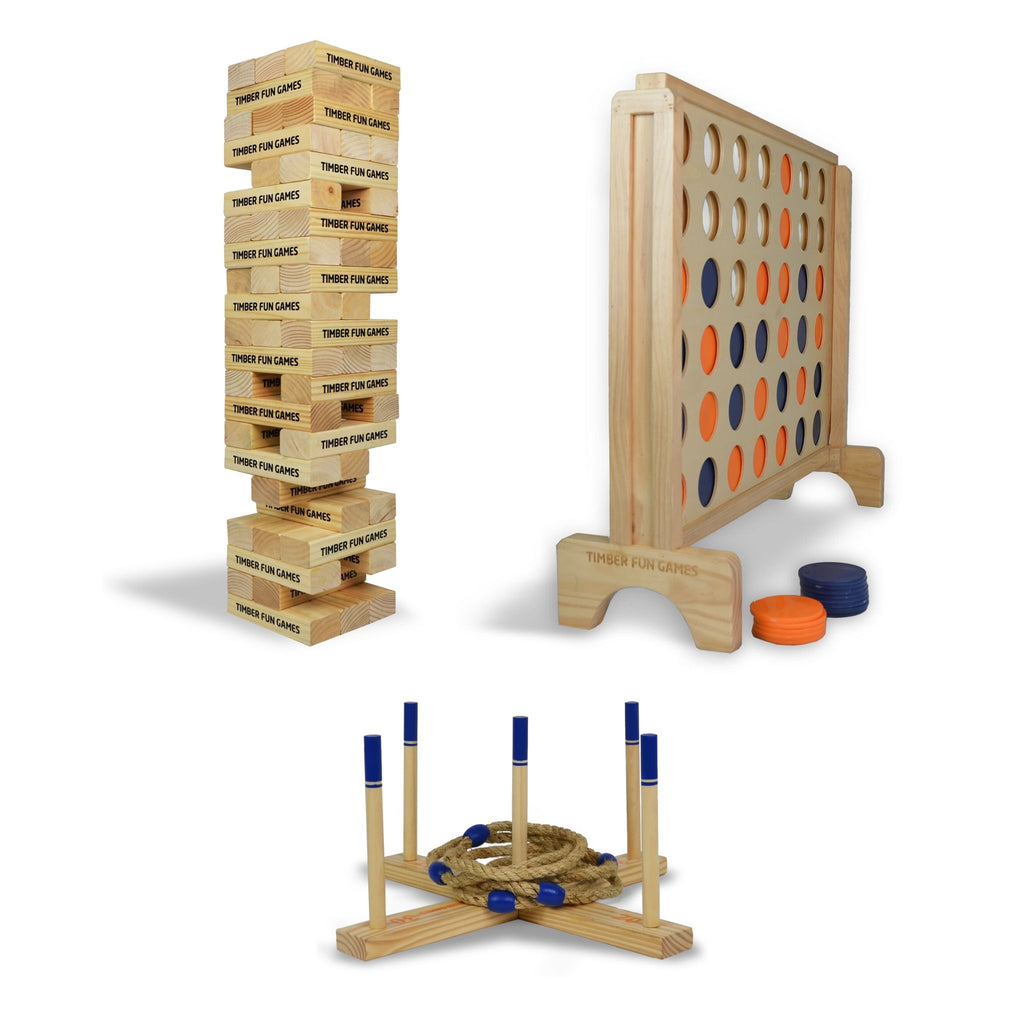Giant Jenga Tumble Tower, Giant Connect 4 4 In A row, Giant Ring Toss Quoits Package